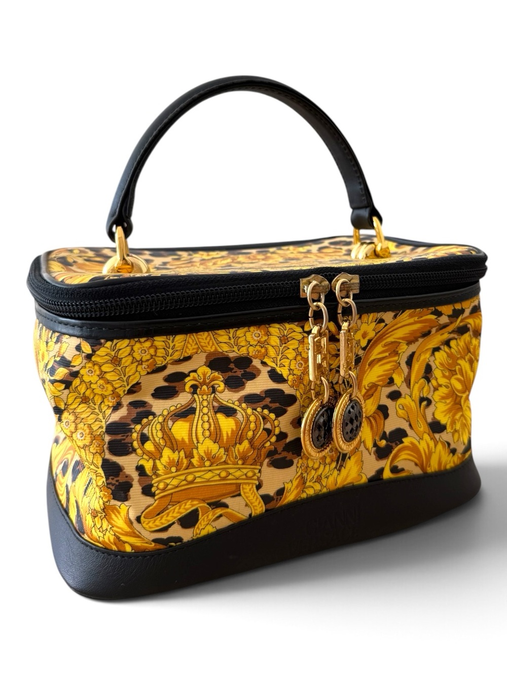 Versace Yellow and Black Baroque Cosmetic Vanity Case
